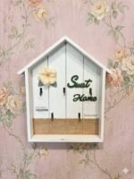 Wooden "Sweet Home" Hut-Shaped Wall Mounted Key Holder Organizer