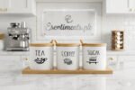 Luxury Ceramic Sugar Canister with Airtight Bamboo Lid – Minimalist Kitchen Storage