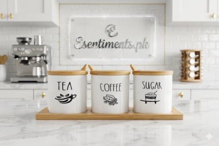Luxury Ceramic Sugar Canister with Airtight Bamboo Lid – Minimalist Kitchen Storage