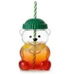 Bearista Shaped Borosilicate Glass Tumbler with Beanie Lid & Straw – 500ml - Image 5