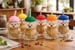 Bearista Shaped Borosilicate Glass Tumbler with Beanie Lid & Straw – 500ml