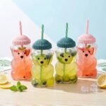 Bearista Shaped Borosilicate Glass Tumbler with Beanie Lid & Straw – 500ml - Image 6