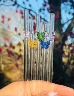 Aesthetic Butterfly Charm Glass Straws (Set of 6) - Image 3