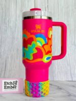 Stanley Quencher H2.0 FlowState Tumbler 30oz & 40oz – Tropical Wave Pink Edition - Image 5