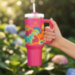 Stanley Quencher H2.0 FlowState Tumbler 30oz & 40oz – Tropical Wave Pink Edition - Image 4