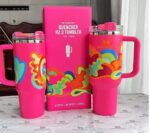 Stanley Quencher H2.0 FlowState Tumbler 30oz & 40oz – Tropical Wave Pink Edition - Image 2