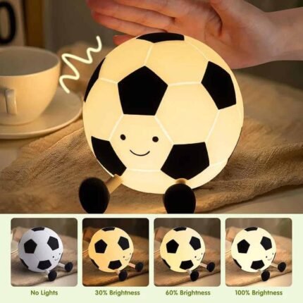 Cute Silicone Soccer LED Night Light – Dimmable & Rechargeable Football Lamp for Kids Room