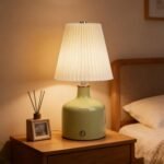 Vintage Pleated Rechargeable LED Table Lamp – Retro Cordless Accent Light