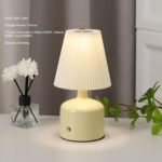 Vintage Pleated Rechargeable LED Table Lamp – Retro Cordless Accent Light - Image 2