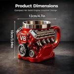 V8 Engine Block Stainless Steel Coffee Mug – 3D Mechanical Car Motor Cup with Insulated Handle - Image 3