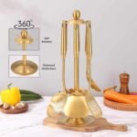 Royal Gold 7-Piece Stainless Steel Cooking Utensils Set with Rotating Stand