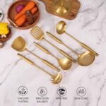Royal Gold 7-Piece Stainless Steel Cooking Utensils Set with Rotating Stand - Image 3