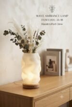 3D Printed Sculptural Vase Table Lamp - Modern LED Bedside Accent Light with Wood Base - Image 3