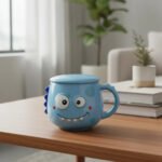 Cute Monster Ceramic Mug Set with Lid and Spoon – Quirky Tea & Coffee Cup - Image 6
