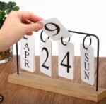 Premium Wooden Calendar Stand – Rectangular Perpetual Desk Calendar - Image 2