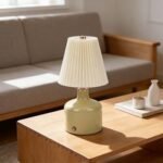 Vintage Pleated Rechargeable LED Table Lamp – Retro Cordless Accent Light - Image 4
