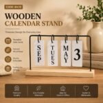 Premium Wooden Calendar Stand – Rectangular Perpetual Desk Calendar