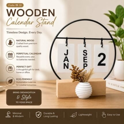 Timeless Wooden Calendar Stand – Perfect Desk Decor & Gift