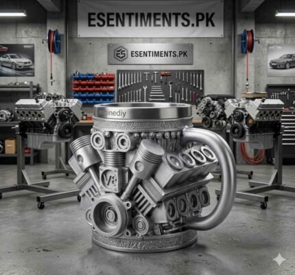 Premium Silver V8 Engine Mechanical Coffee Mug – Stainless Steel 3D Piston Motor Tankard