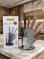 Falari Premium 8-Piece German Steel Kitchen Knife Set with 360° Rotating Acrylic Stand - Image 2