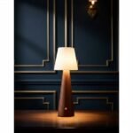 Premium Wooden Cone LED Night Light – Cordless Nordic Bedside Table Lamp with Smart Touch Dimmer