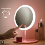 LED Makeup Vanity Mirror with 3-Color Touch Screen Dimming & Storage Tray Base
