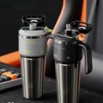 40oz Insulated Stainless Steel Tumbler with Handle – Cyberpunk Cyber-Mech Tactical Travel Mug with 3-Way Leak-Proof Lid - Image 3