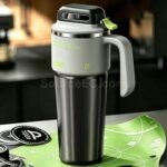 40oz Insulated Stainless Steel Tumbler with Handle – Cyberpunk Cyber-Mech Tactical Travel Mug with 3-Way Leak-Proof Lid - Image 9