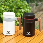 Thermotrek Premium Stainless Steel Travel Mug with Wooden Grip Handle
