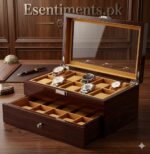 Luxury Walnut 20-Slot Wooden Watch Organizer Box