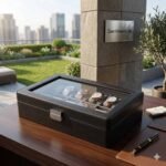 Premium 12-Slot Leather Watch Organizer Box with Glass Display Lid – Black - Image 4