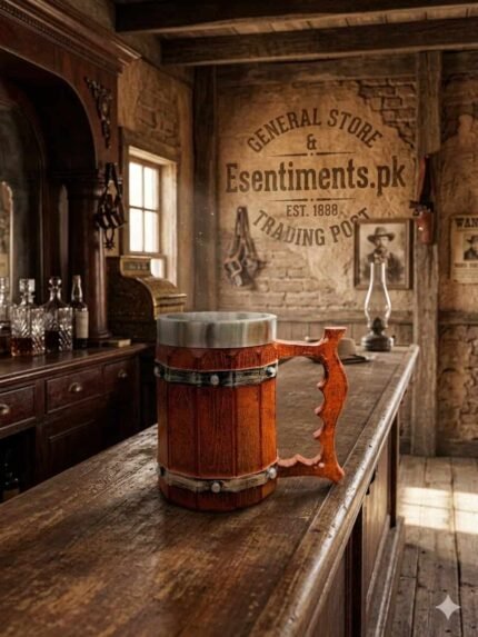 Premium Medieval Wooden Barrel Style Stainless Steel Mug