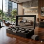 Premium 12-Slot Leather Watch Organizer Box with Glass Display Lid – Black - Image 2