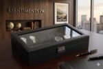 Premium 12-Slot Leather Watch Organizer Box with Glass Display Lid – Black - Image 6