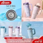 Tyeso Floral Series Insulated Tumbler with Handle (900ml) – Premium Stainless Steel Travel Mug with Leakproof Lid - Image 2