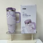 Tyeso Floral Series Insulated Tumbler with Handle (900ml) – Premium Stainless Steel Travel Mug with Leakproof Lid - Image 5