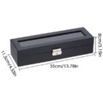 Premium 6-Slot Carbon Fiber Watch Organizer Box with Glass Display Lid – Black - Image 5