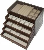Premium 5-Tier Wooden Jewelry Organizer Box – Multi-Layer Storage Case with Transparent Lid and Velvet Drawers - Image 5
