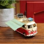 Antique Red & Cream VW Bus Collectible Showpiece - Image 2