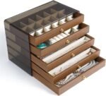 Premium 5-Tier Wooden Jewelry Organizer Box – Multi-Layer Storage Case with Transparent Lid and Velvet Drawers - Image 4