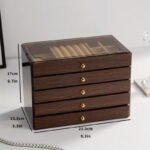 Premium 5-Tier Wooden Jewelry Organizer Box – Multi-Layer Storage Case with Transparent Lid and Velvet Drawers - Image 3