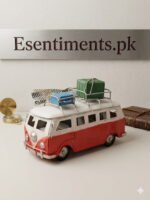 Antique Red & Cream VW Bus Collectible Showpiece