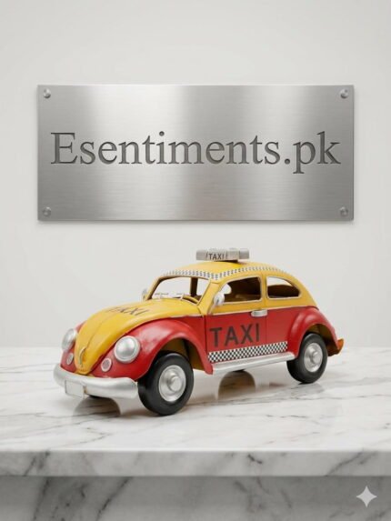 Vintage Handcrafted Metal Beetle Taxi Collectible (24cm)