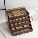 Premium 5-Tier Wooden Jewelry Organizer Box – Multi-Layer Storage Case with Transparent Lid and Velvet Drawers - Image 2