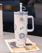 Sitarayuri Pearled Bow Insulated Tumbler with Handle & Straw – 1200ml / 40oz - Image 4