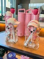 Authentic Starbucks Limited Edition Pink Bearista Glass Tumbler - Image 4