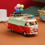 Antique Red & Cream VW Bus Collectible Showpiece - Image 3