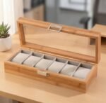 Luxury Wooden Watch Organizer Case – 6 Slots (Eco-Friendly Bamboo) - Image 4